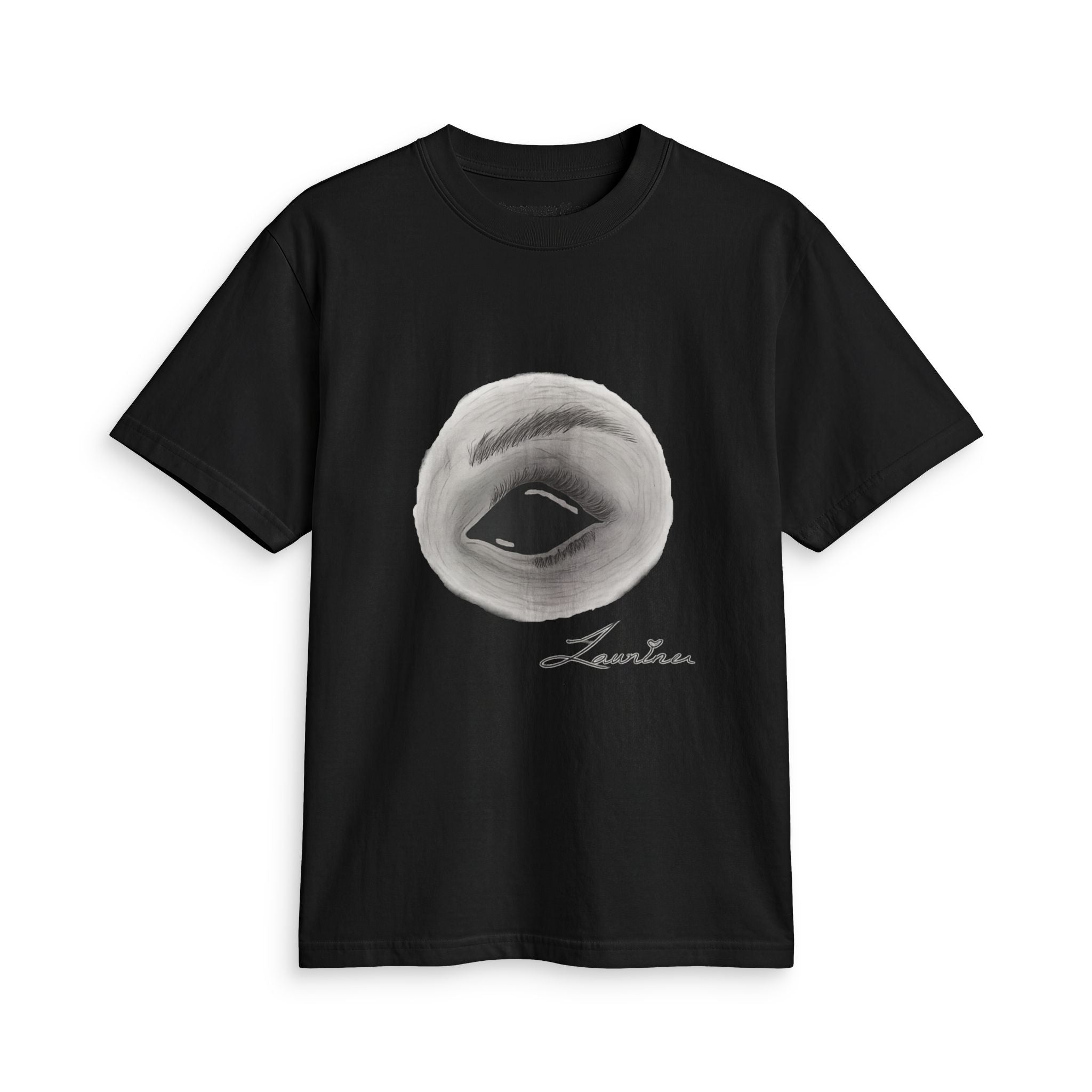 T-Shirt — Monochrome Lip Art Tee with 'London Poetry' Script